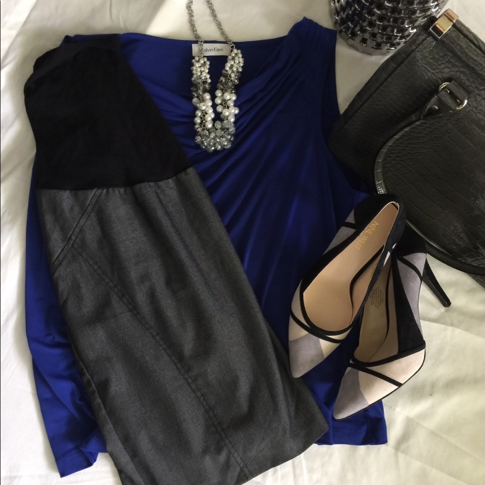 Motherhood Maternity Gray Pencil Skirt (sz Large)